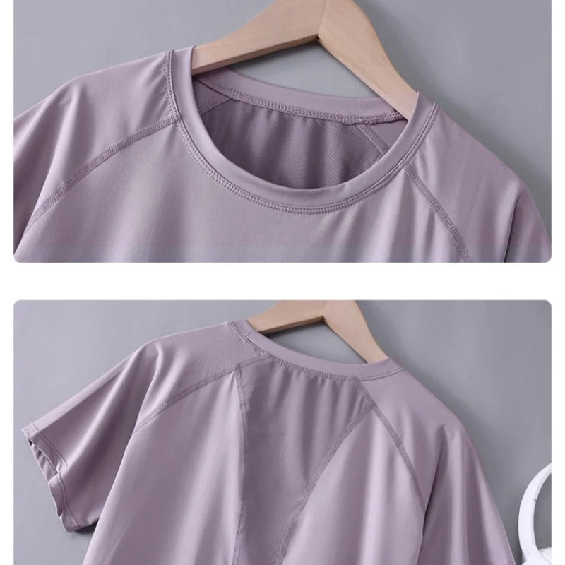 Yoga Tops Sportswear Woman Gym Shirts Breathable Quick Dry Short Sleeve Workout T Shirt Jogger Running T Shirt Yogawear New