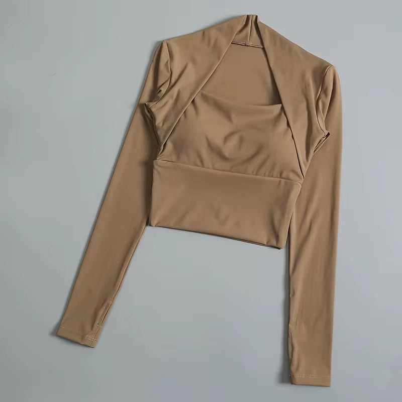 Elevate Your Workout with the Women's Long Sleeve Fitness Chest Cushion Top - Perfect for Yoga, Dance, and Gym Sessions!