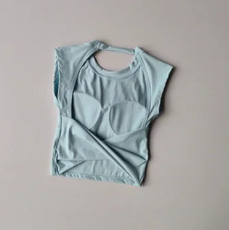 Sexy Short Backless Fixed Chest Pad Sports T-Shirt Vest Women'S Tight Fitting Quick Drying Slimming Yoga Suit Top Clothing