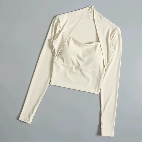 Elevate Your Workout with the Women's Long Sleeve Fitness Chest Cushion Top - Perfect for Yoga, Dance, and Gym Sessions!