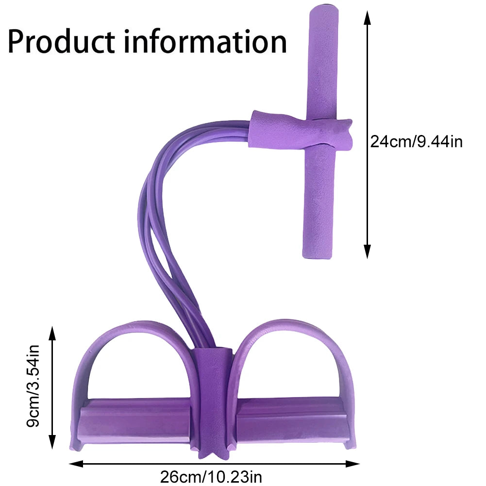 4-Tube Pedal Resistance Band Pedal Puller Resistance Rope Elastic Sit up Pull Rope for Home Fitness Stretching Strength Training