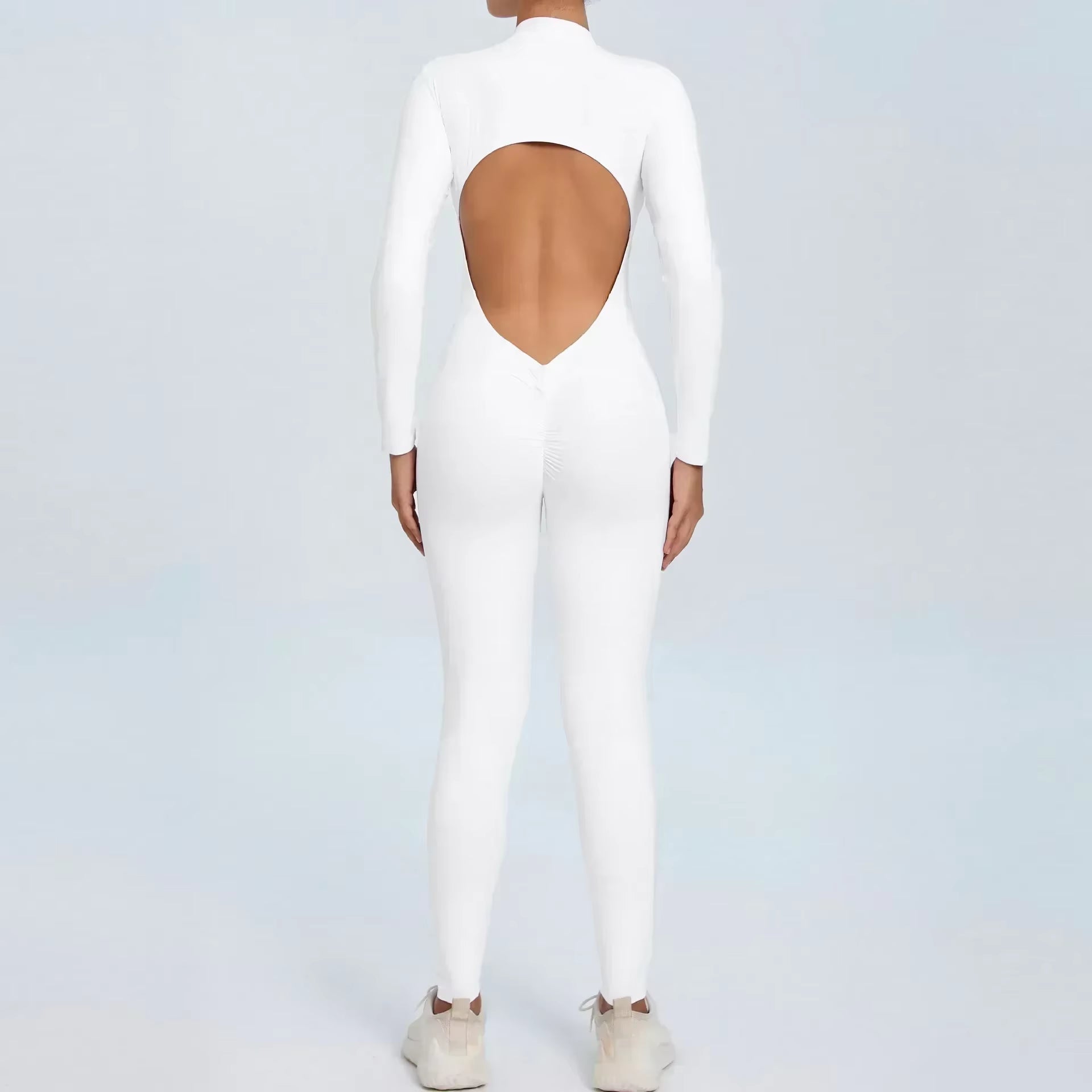 Seamless Yoga Zipper Jumpsuits Sports Fitness Beauty Back Hip-Lifting Long-Sleeved One-Piece Workout Gym Bodysuits for Women