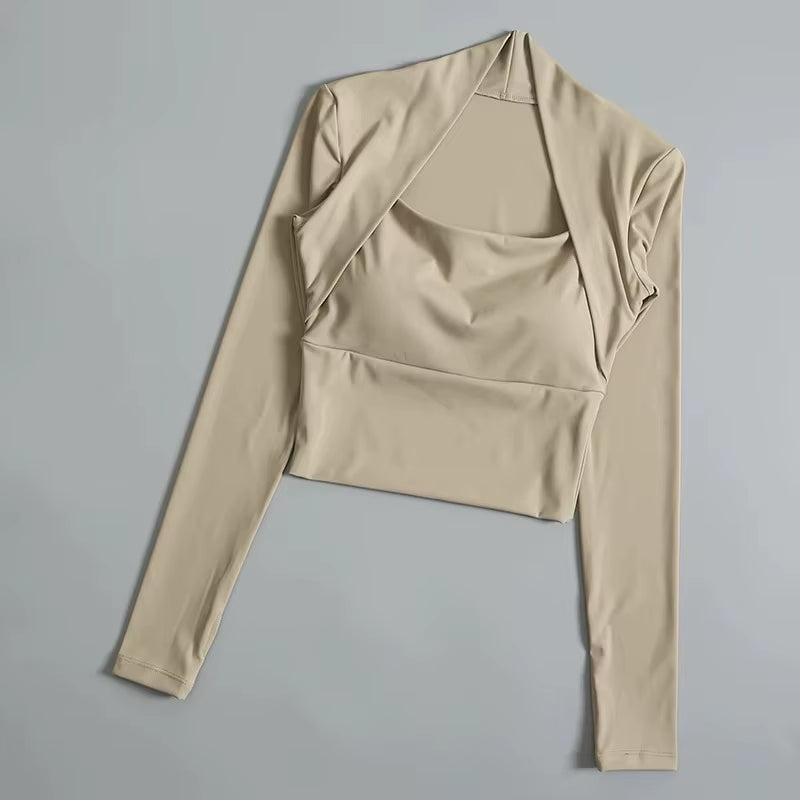 Elevate Your Workout with the Women's Long Sleeve Fitness Chest Cushion Top - Perfect for Yoga, Dance, and Gym Sessions!